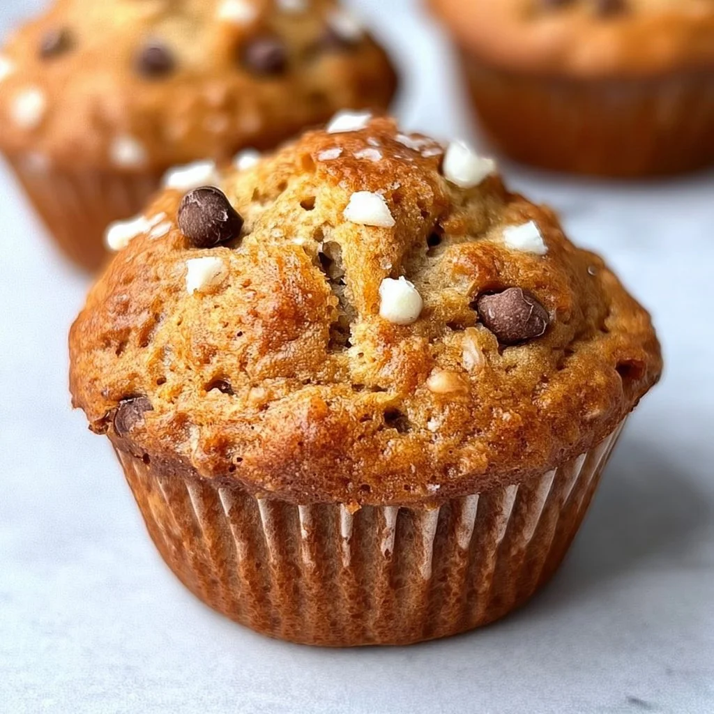 Delicious banana bread protein muffins on a wooden plate.