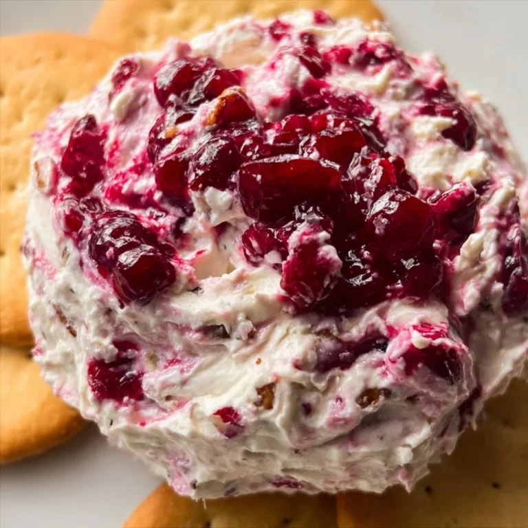 Deliciously creamy cranberry cream cheese dip served in a festive bowl.