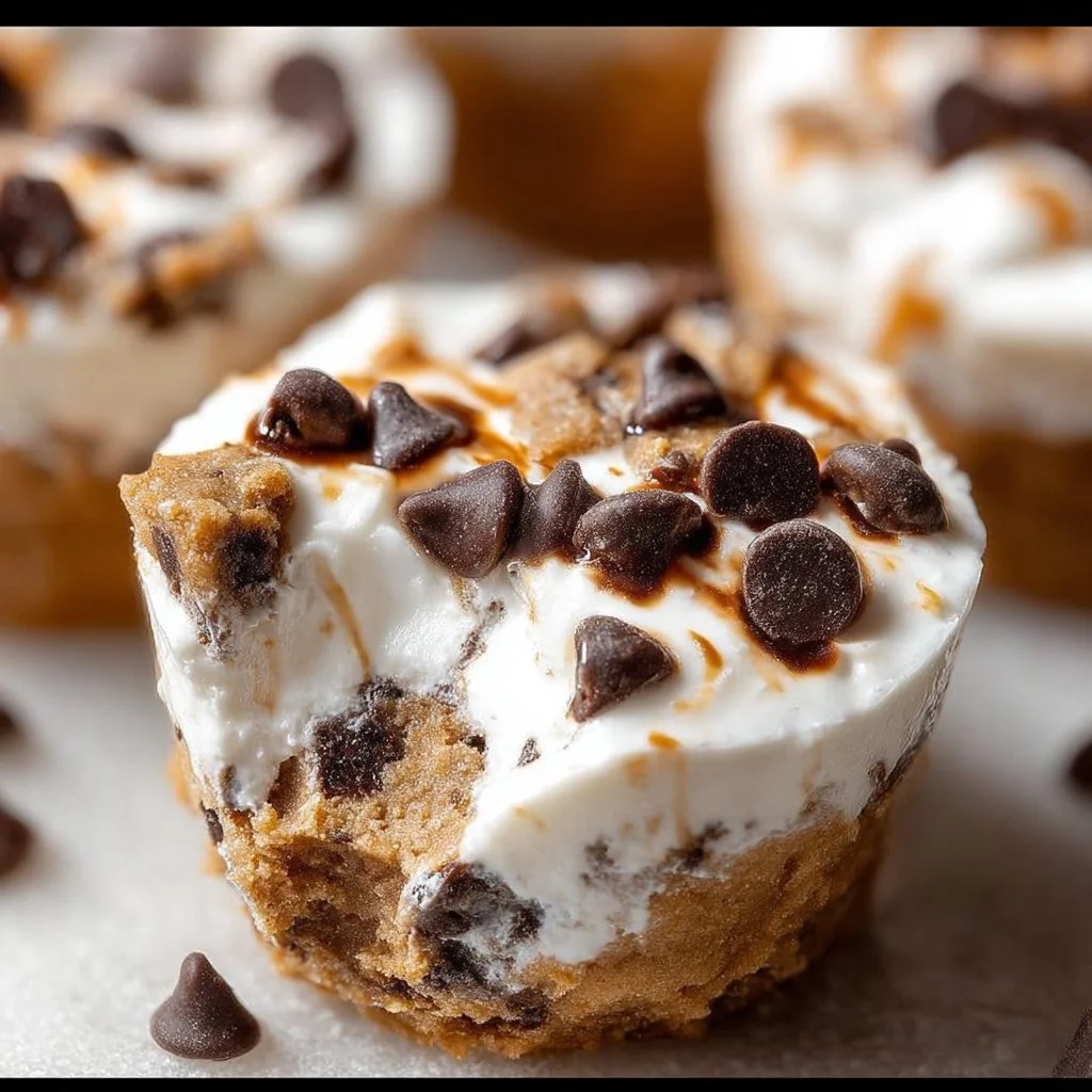 Easy protein cookie dough cups made with Greek yogurt for a healthy treat.