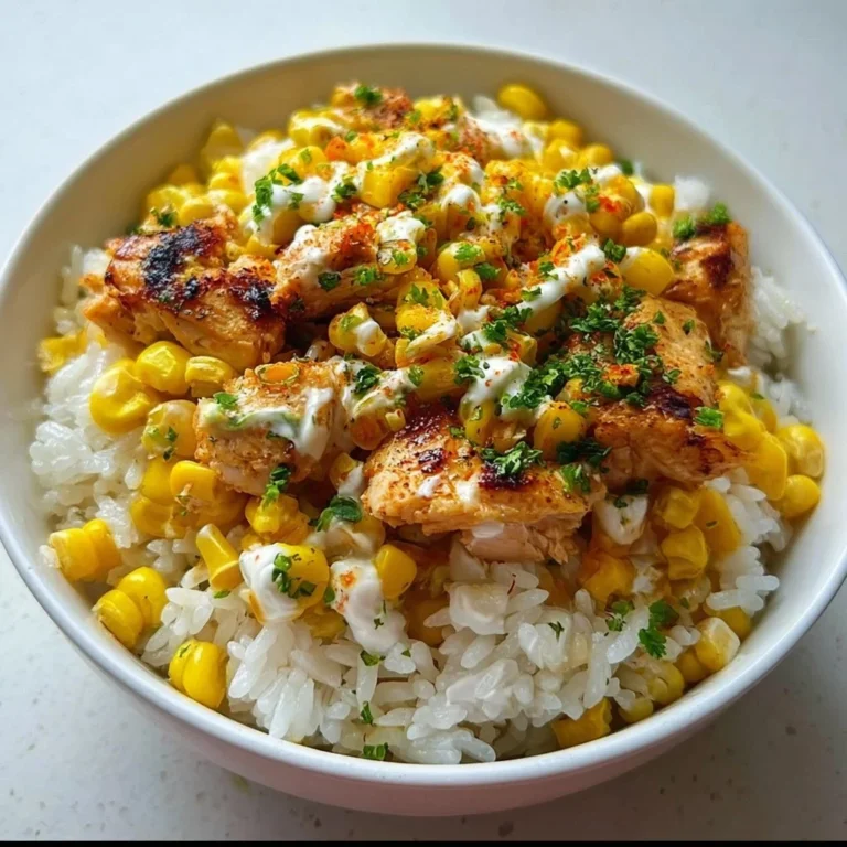 Delicious Easy Street Corn Chicken Rice Bowl with fresh ingredients.
