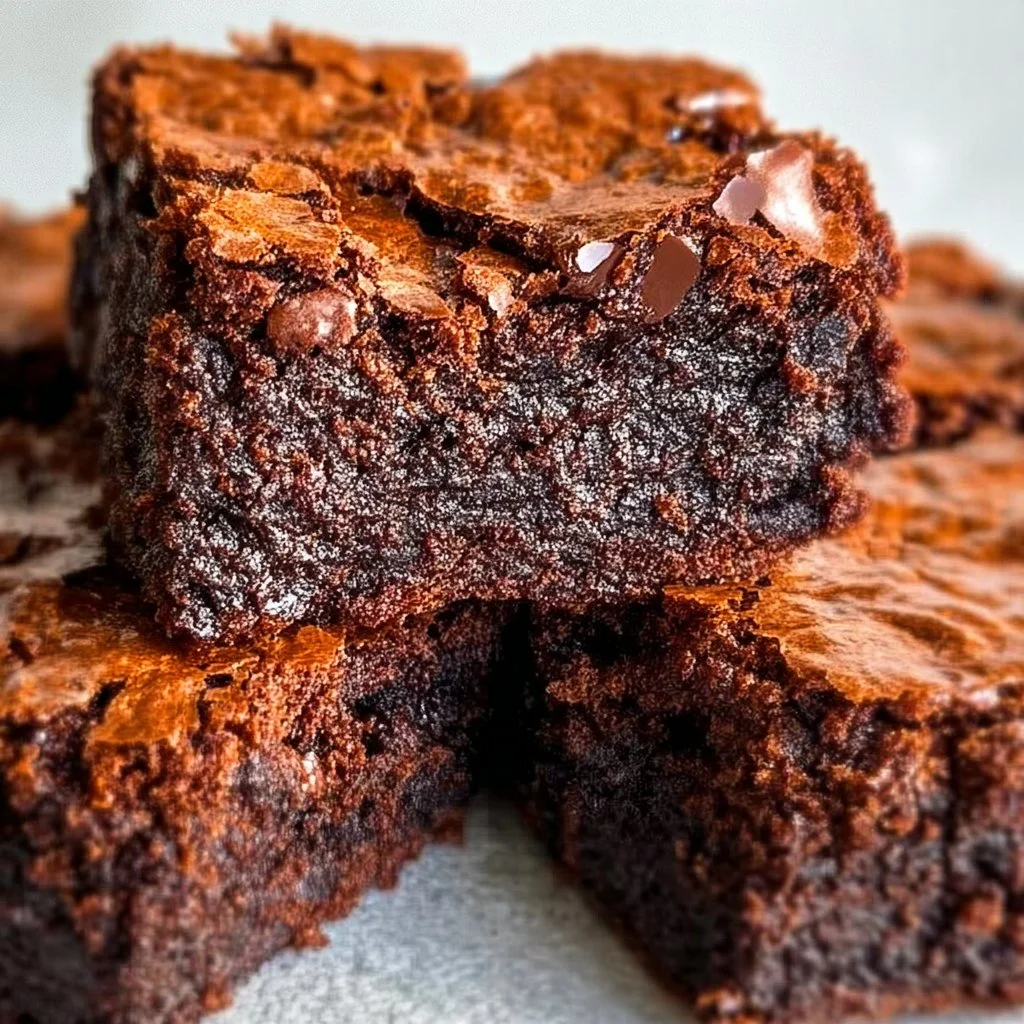 Easy zero sugar brownies made with Greek yogurt on a plate.