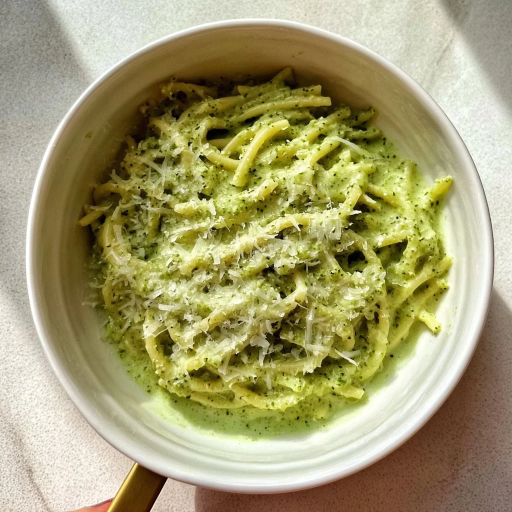 Green Goddess Pasta Sauce made with fresh herbs and vegetables.