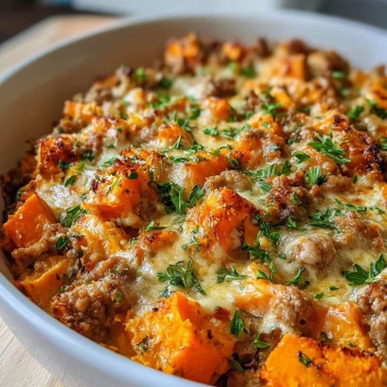 Healthy Ground Turkey Sweet Potato Bake with vegetables and spices