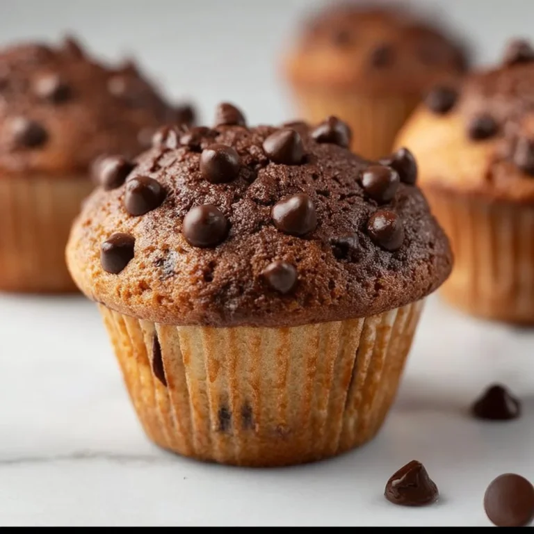 Healthy chocolate chip Greek yogurt muffins on a baking tray