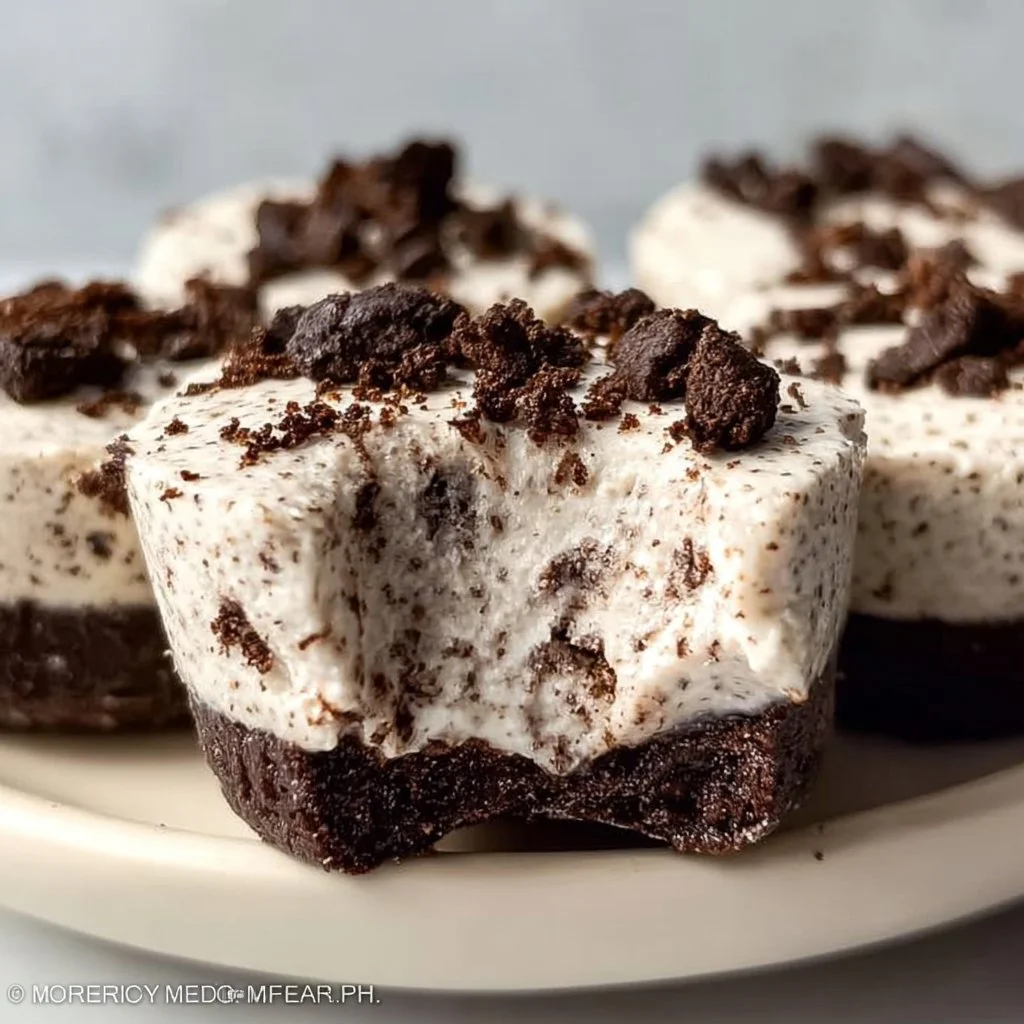 Healthy no-bake Oreo cheesecake bites recipe with creamy texture and oreo crust