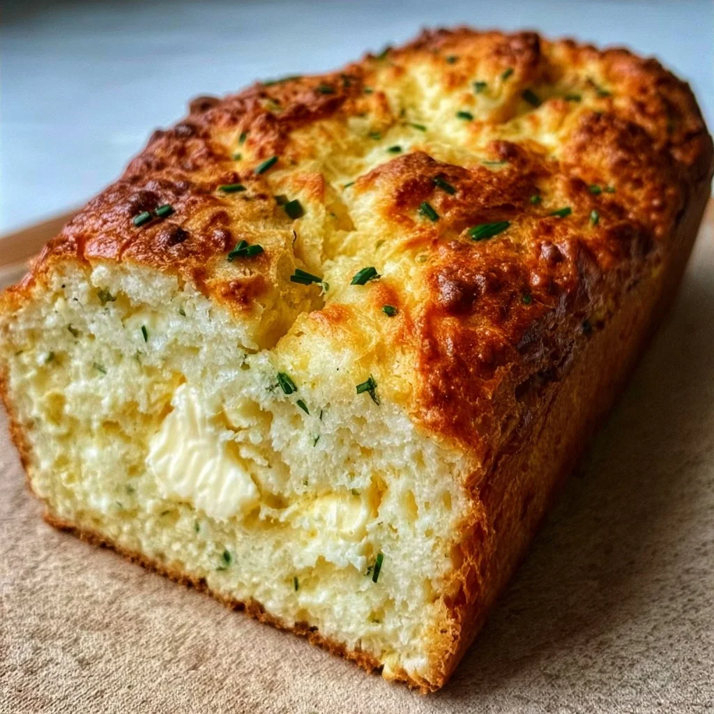 High-protein cottage cheese bread loaf baked to golden perfection.