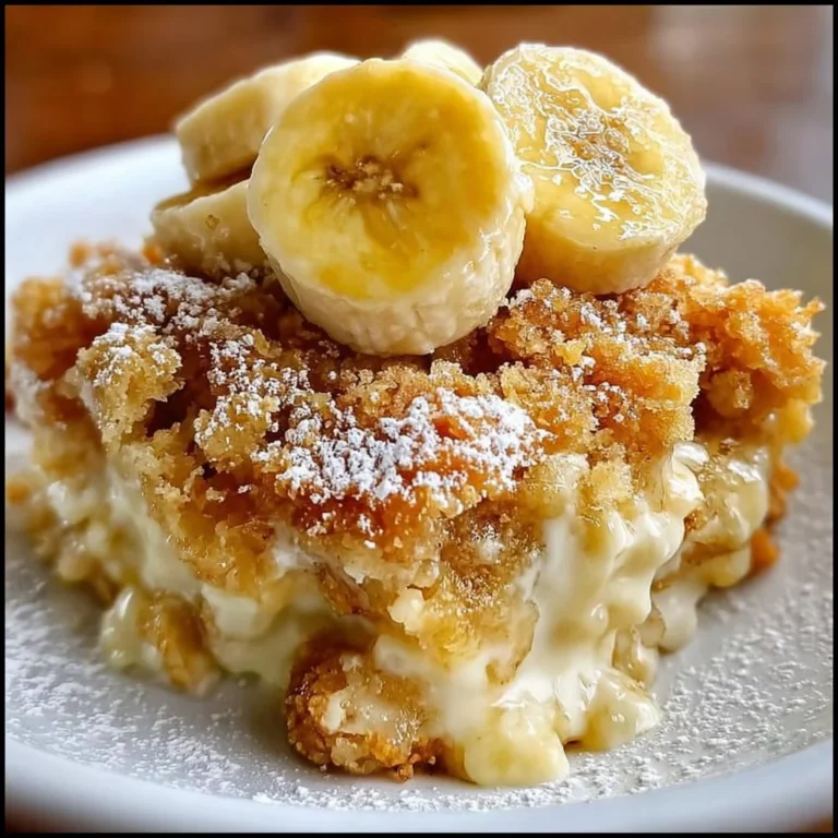 Delicious Southern banana cobbler with a golden crust and ripe bananas
