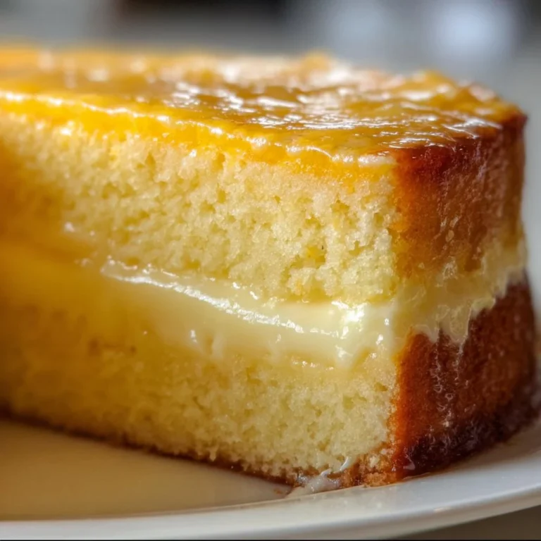 Delicious Lemon Custard Cake topped with fresh lemon zest and creamy custard layer.