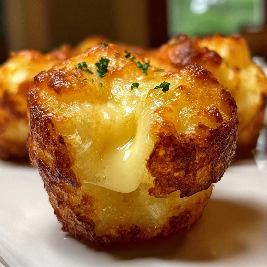 Delicious homemade mashed potato cheese puffs ready to eat.
