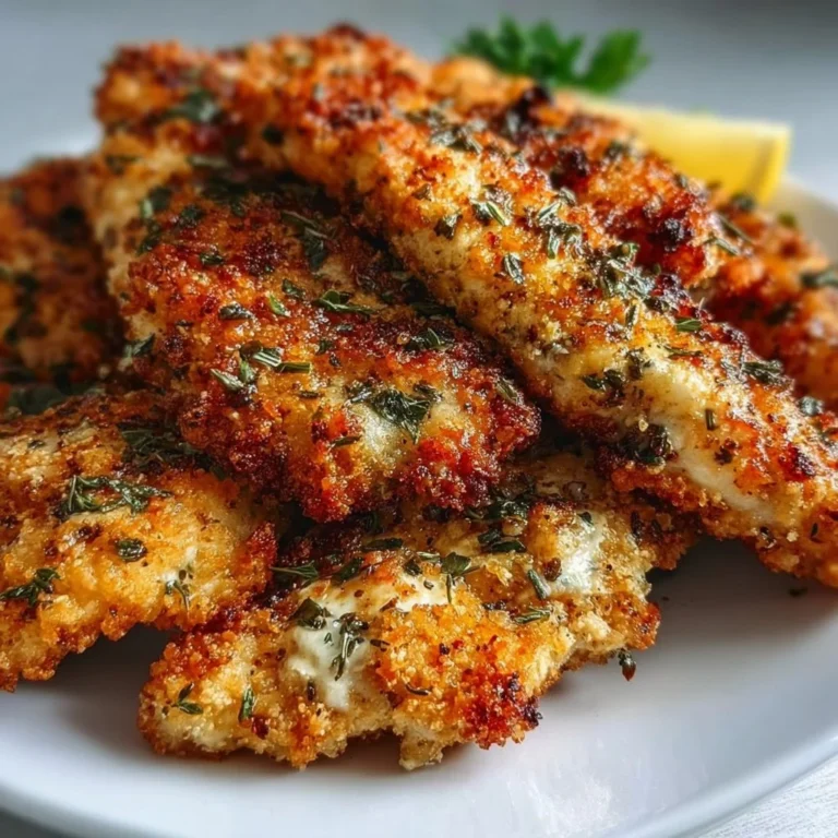 Bowl of Mediterranean Chicken Tenders garnished with herbs and lemon slices.