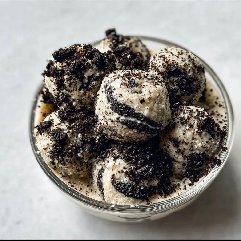 Delicious homemade Oreo Protein Balls on a plate