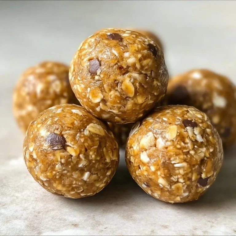 Delicious Peanut Butter Energy Balls stacked on a plate