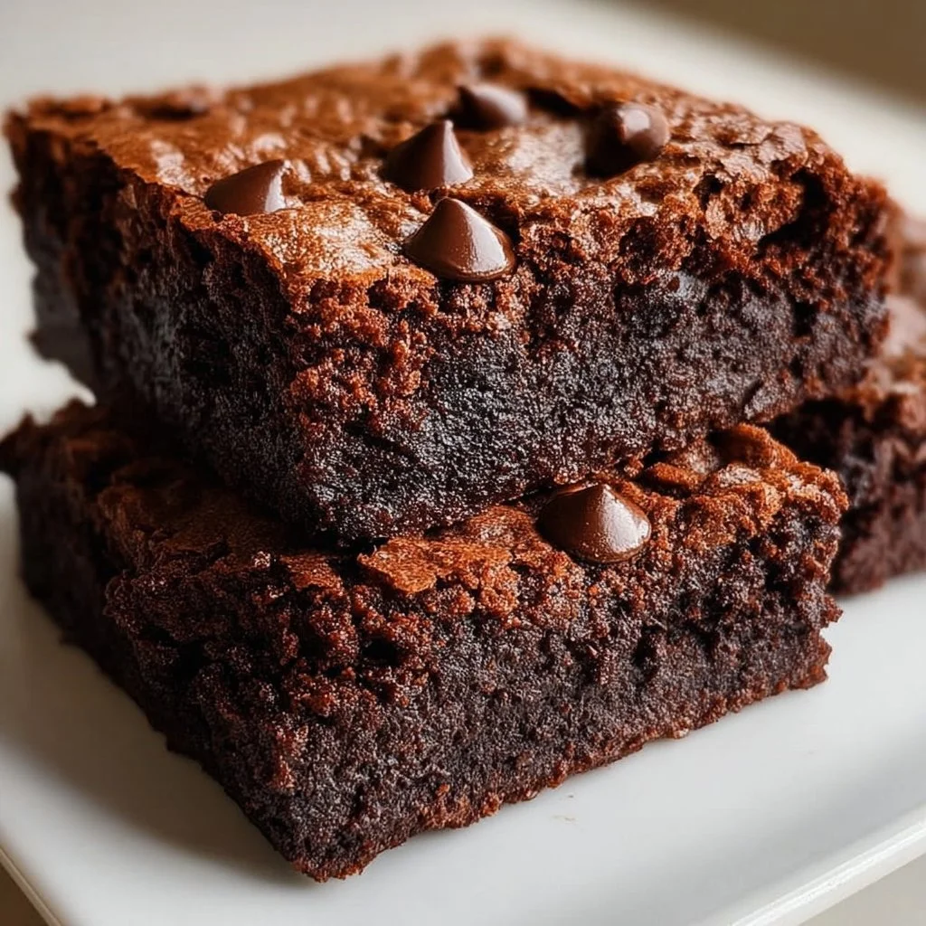Delicious protein-packed brownies topped with chocolate and nuts
