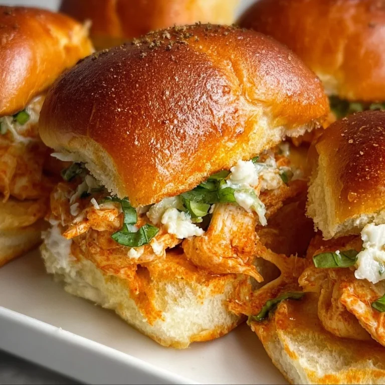 Spicy Buffalo Chicken Sliders served on a platter with garnishes