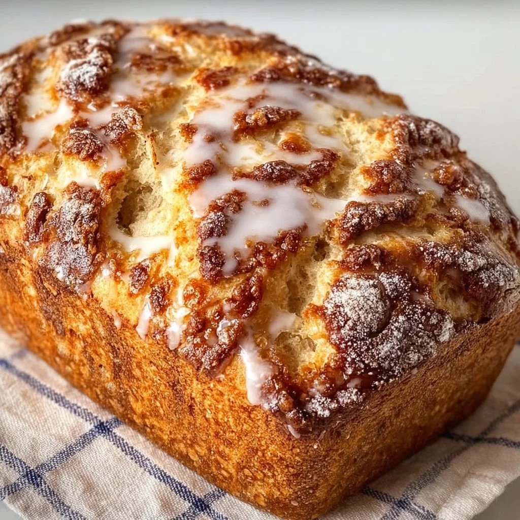 Freshly baked Apple Fritter Bread with chunks of apple and cinnamon