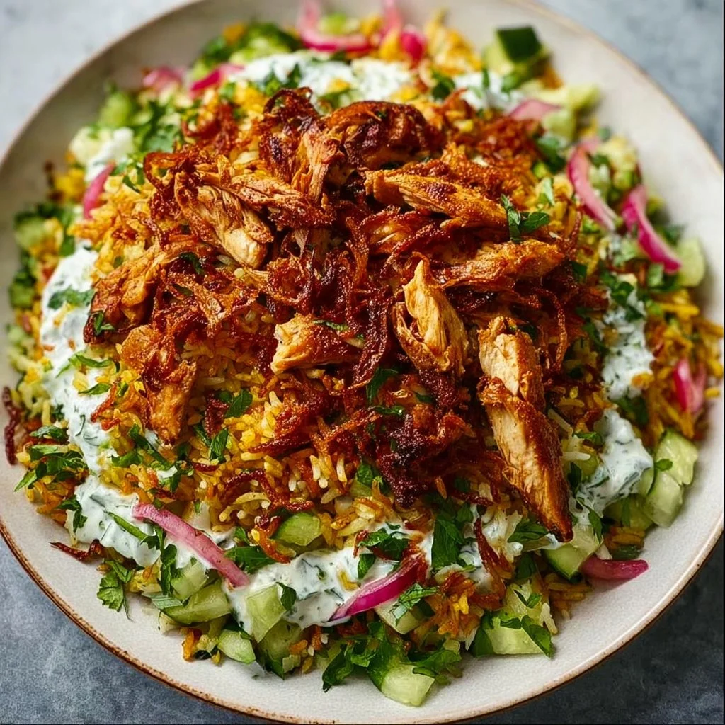 Delicious Chicken Shawarma Crispy Rice Salad served in a bowl