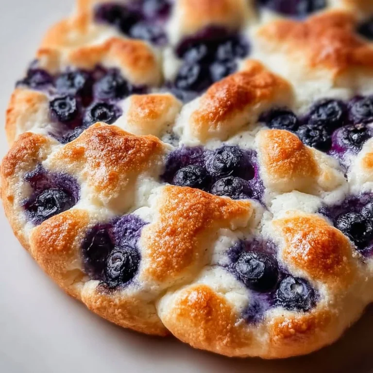 Light and fluffy Cottage Cheese Blueberry Cloud Bread topped with fresh blueberries.