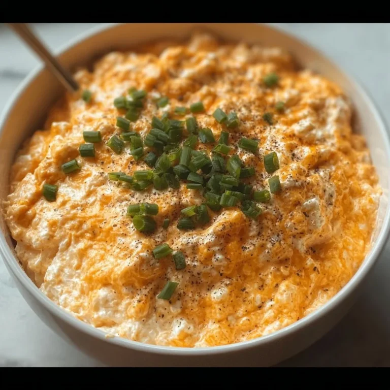 Creamy Cottage Cheese Buffalo Chicken Dip served in a bowl with tortilla chips