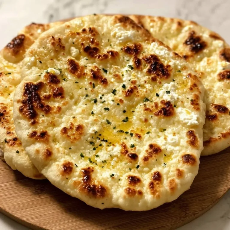 Homemade Cottage Cheese Flatbread served with fresh toppings.