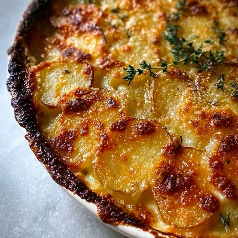 Crispy Parmesan and Gruyere Potato Gratin baked to perfection