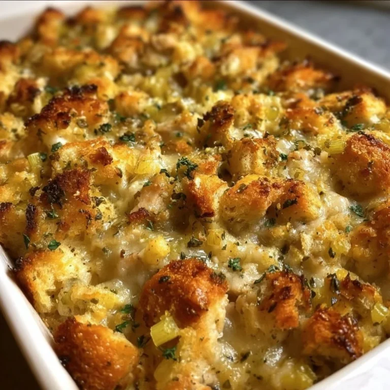 Dolly's delicious chicken and stuffing casserole baked to perfection