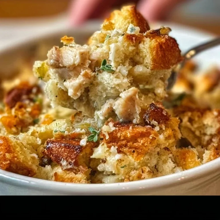 Delicious Dolly's Chicken and Stuffing Casserole fresh from the oven.