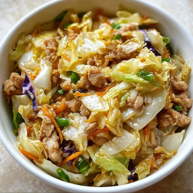 Delicious Egg Roll Bowls with Chicken and Cabbage served in a bowl