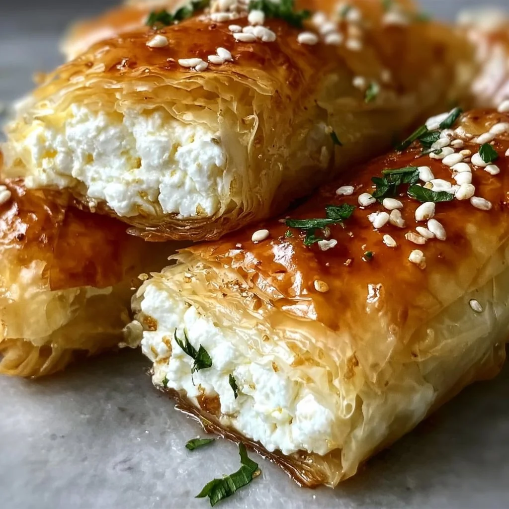 Healthy phyllo dough recipe with feta cheese filling