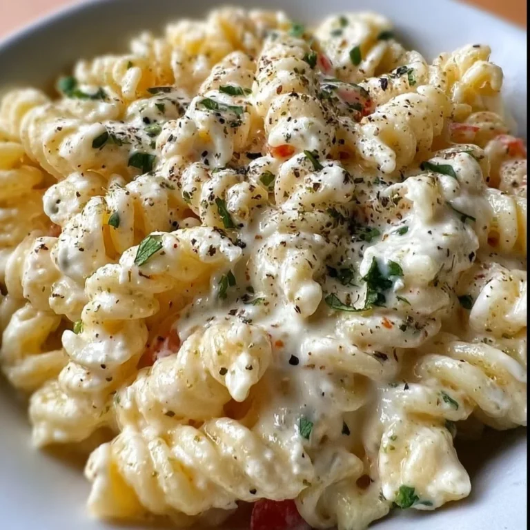 Delicious high protein cottage cheese pasta sauce served over pasta.