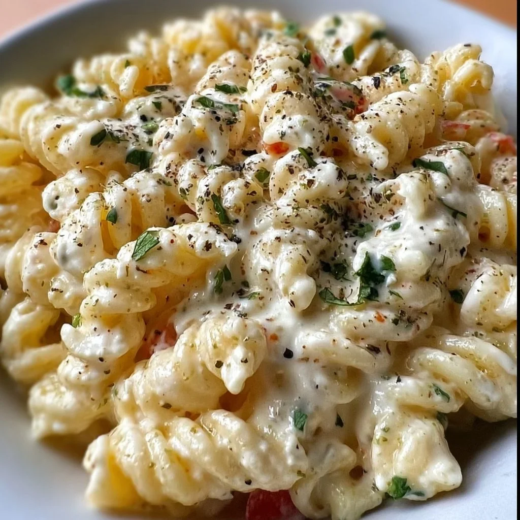 Delicious high protein cottage cheese pasta sauce served over pasta.