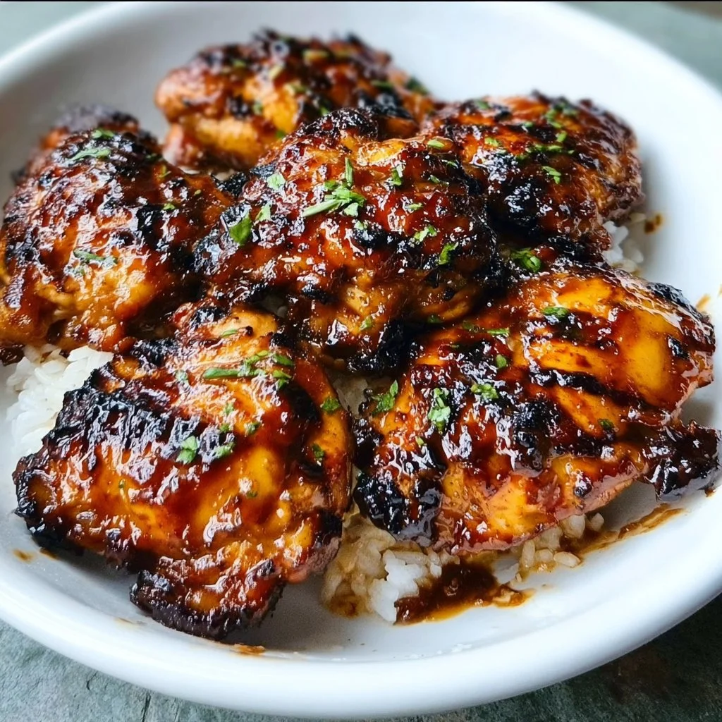 Grilled Huli Huli Chicken served with pineapple and rice