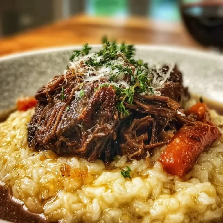 Italian pot roast served with creamy parmesan risotto