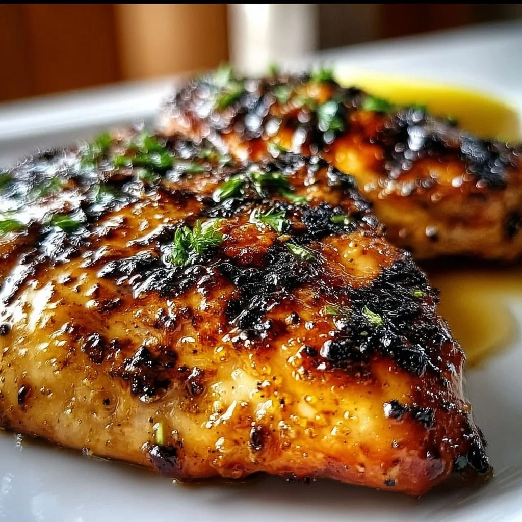 Delicious Key West Grilled Chicken garnished with fresh herbs and served hot