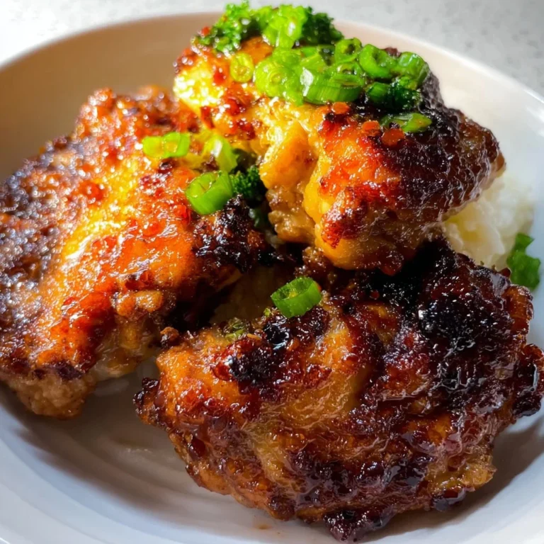 Delicious pan-fried Korean soy garlic chicken thighs served on a plate