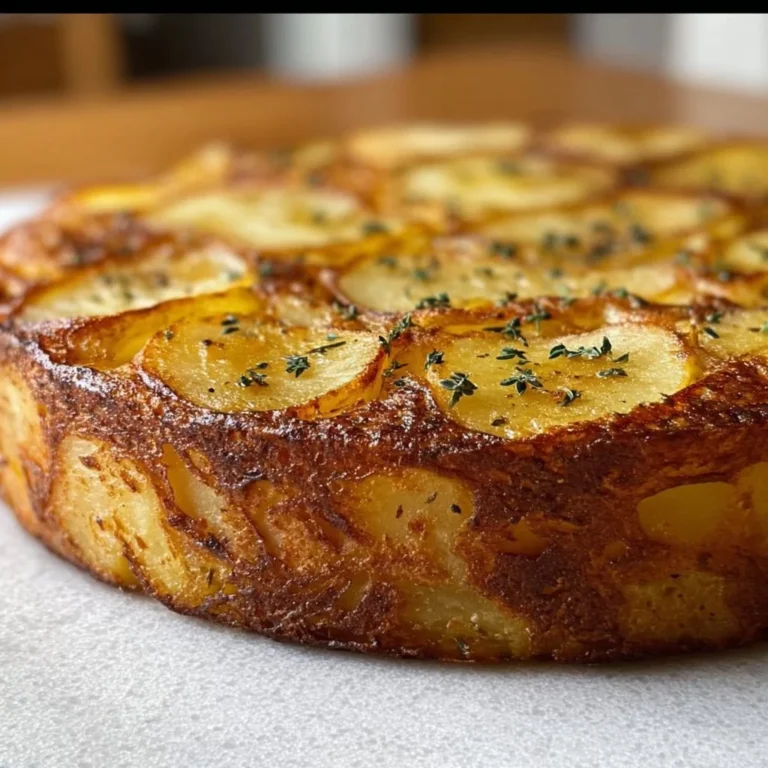 Deliciously layered Potato Torte with herbs and cheese, served on a plate.