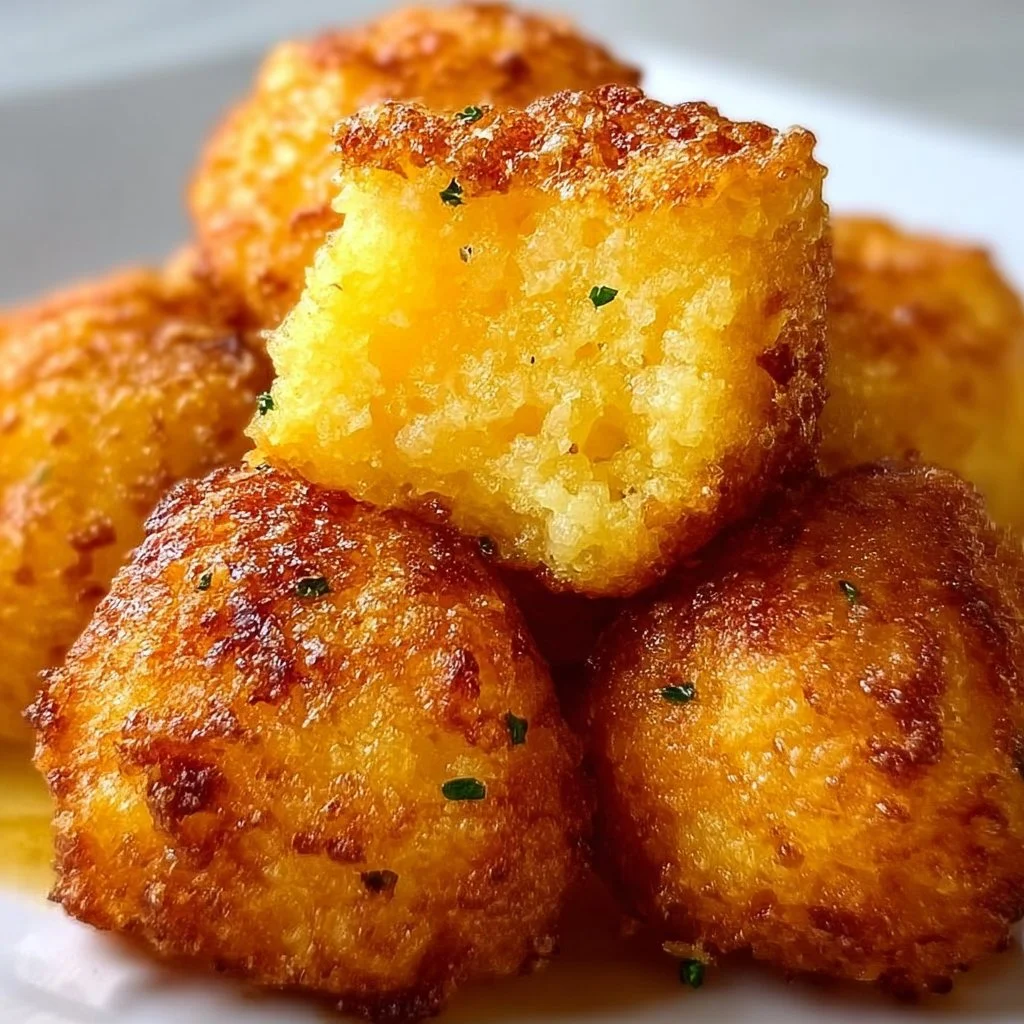 Southern-style honey butter cornbread poppers served in a rustic setting