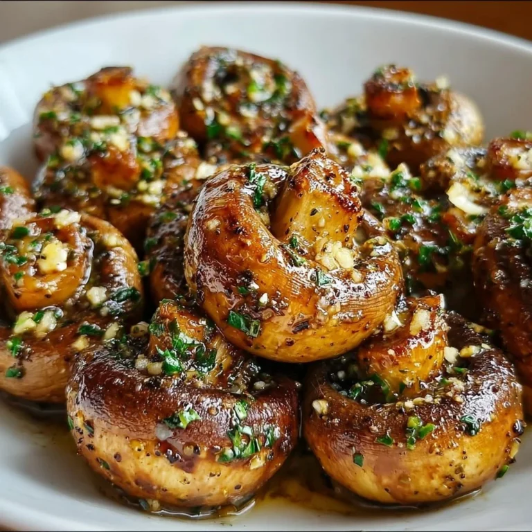 Delicious garlic butter mushrooms in a skillet ready to serve as a side dish.