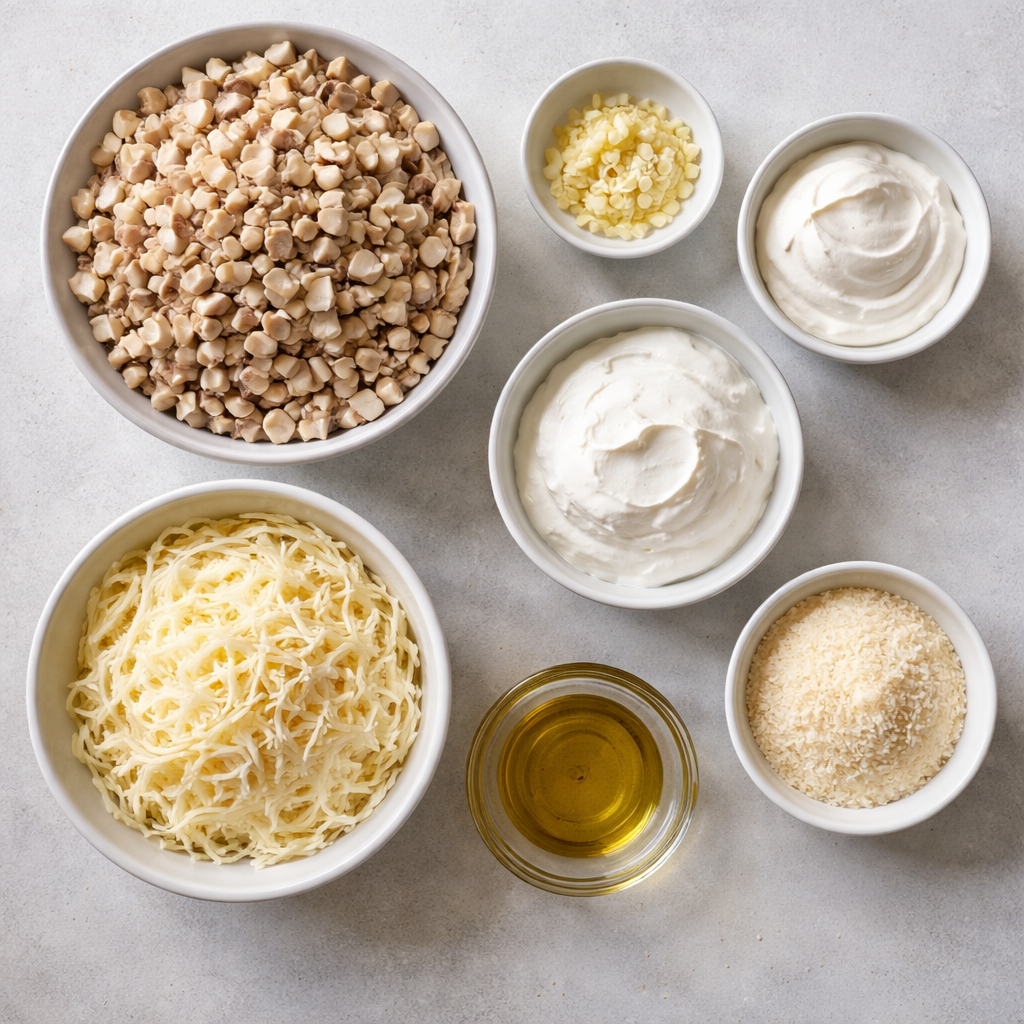 Stuffed Mushroom Dip Recipe with Cream Cheese and Herbs ingredients photo