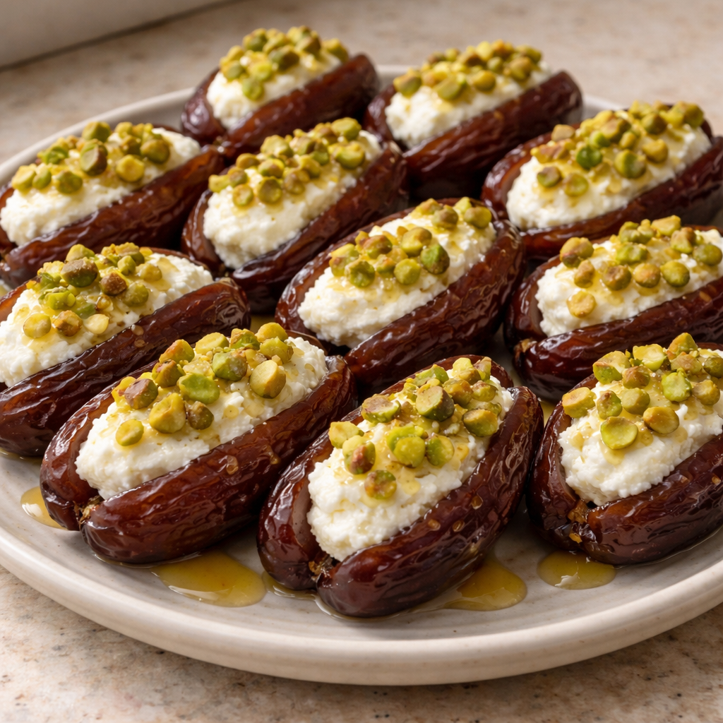 Honey Pistachio Ricotta Stuffed Dates Elegant Sweet Treat featured photo