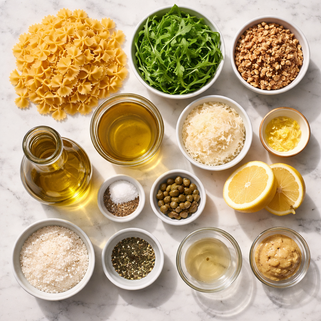 Lemon Arugula Pasta Salad for a Bright Fresh Twist ingredients photo