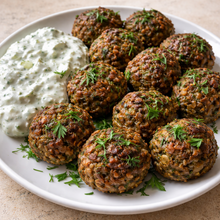 Baked Greek Lentil Meatballs with Tzatziki for Crisp Flavor featured photo