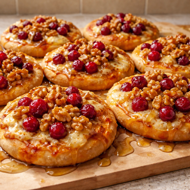 Mini Pizza with Brie Cranberries and Toasted Walnuts Hot Honey Drizzle featured photo