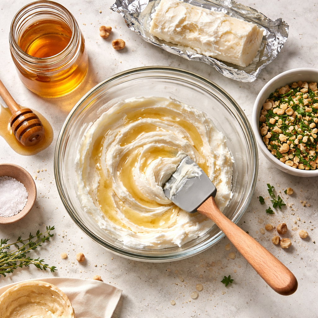 Delicious Goat Cheese and Honey Bites for Elegant Party Appetizers preparation photo