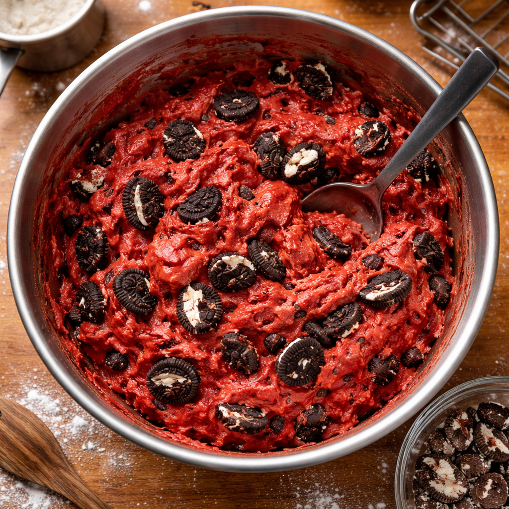 Easy Red Velvet Oreo Cookies Recipe for Party Ready Treats preparation photo
