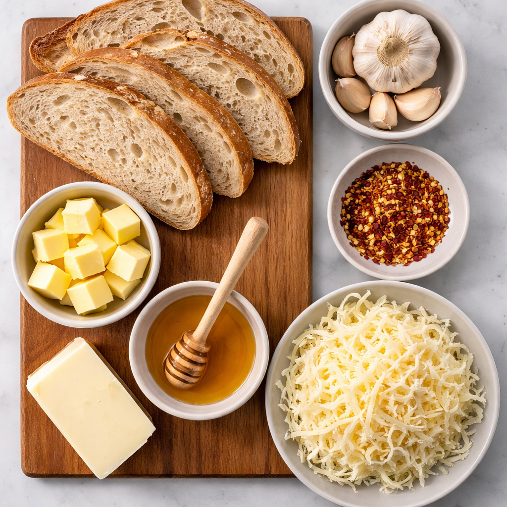 Hot Honey Garlic Bread Pizza A Crowd Pleasing Easy Weeknight Favorite ingredients photo