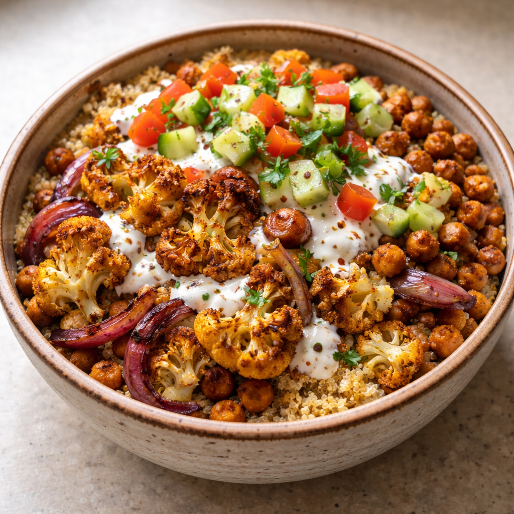 Cauliflower Shawarma Bowl Easy Sheet Pan Dinner Recipe featured photo
