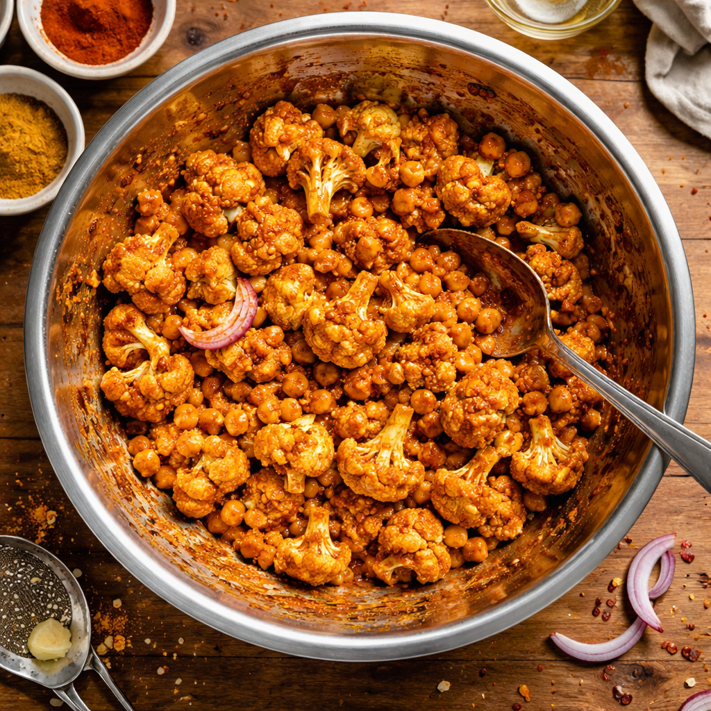 Cauliflower Shawarma Bowl Easy Sheet Pan Dinner Recipe preparation photo
