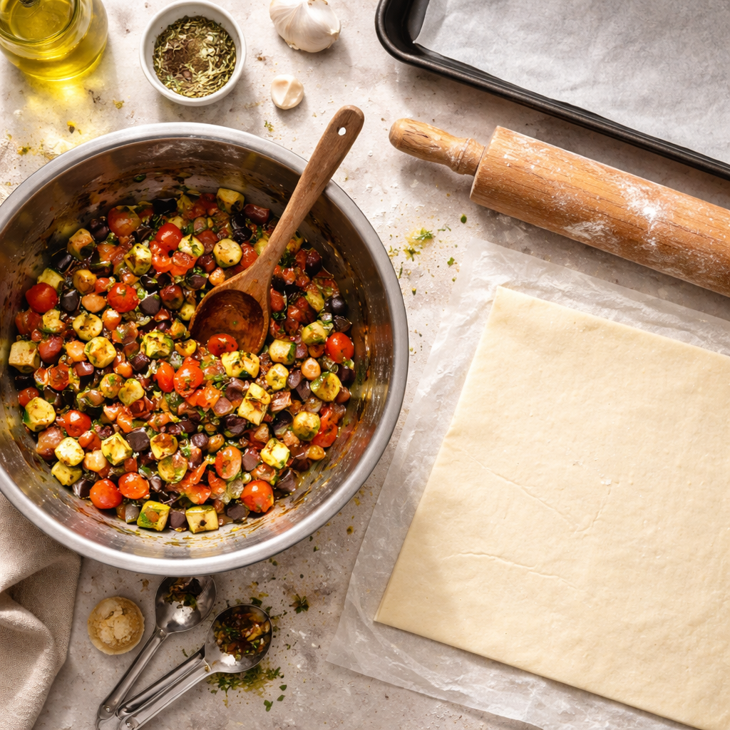 How to bake a flaky Mediterranean Vegetable Galette in under an hour preparation photo