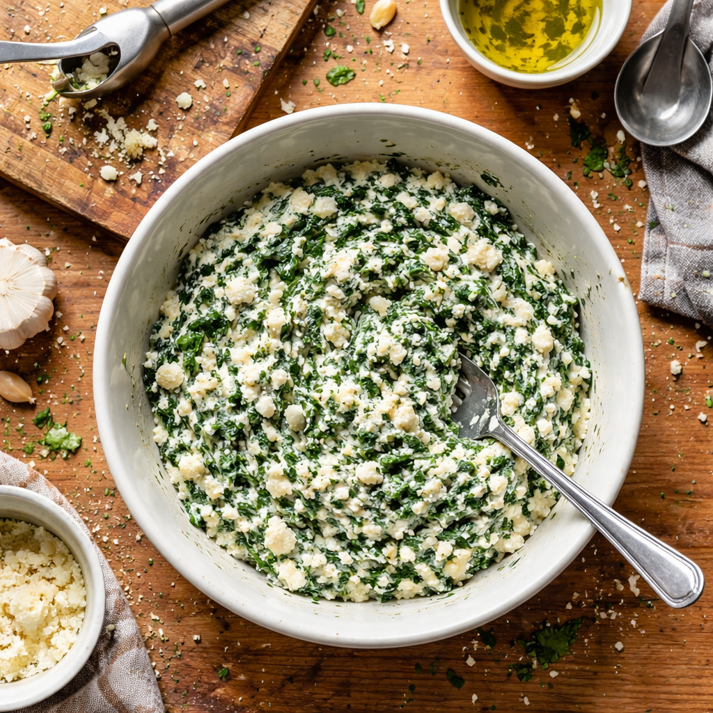 Spinach and Feta Flatbread Pizza Easy Weeknight Dinner Idea preparation photo