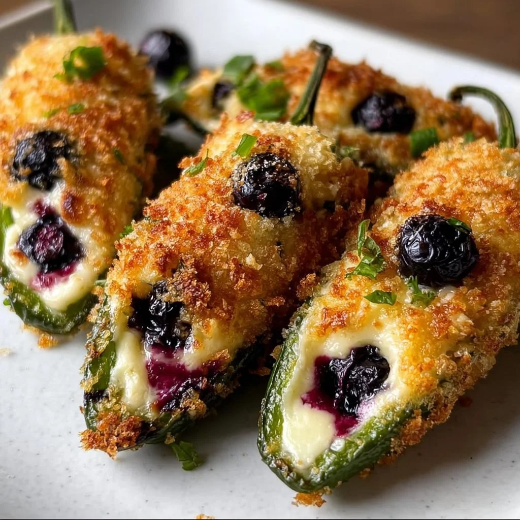 Blueberry Brie Jalapeno Poppers, baked sweet and spicy appetizer